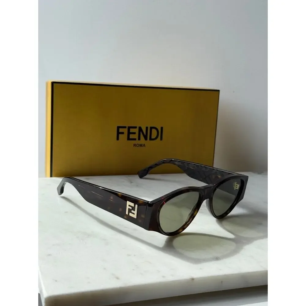 NEW Fendi FE40158I Brown Green Unisex Sunglasses - Picture 4 of 9